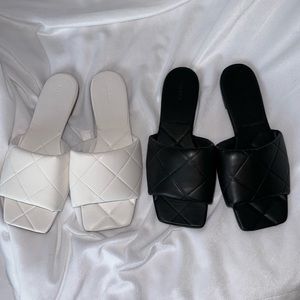 NEW 2 pairs quilted square toe sandals